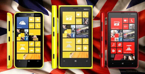 Nokia: disponibilità in UK dei nuovi Lumia 920, 820 e 620